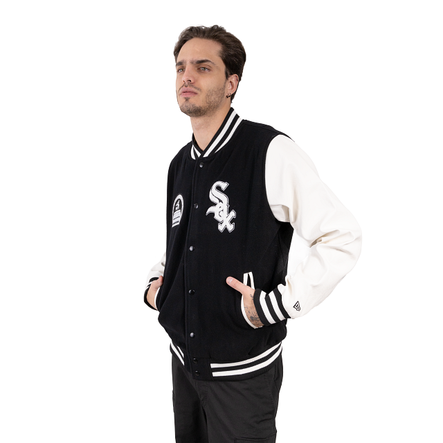 New Era Chicago White Sox heritage varsity jacket in black