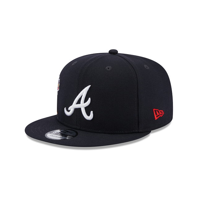 New Era Men's Atlanta Braves Navy 39THIRTY Overlap Stretch Fit Hat